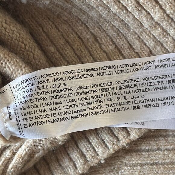 Mango MNG V-Neck‎ Sweater Small Taupe Knit Long Sleeve Casual Pullover - Picture 8 of 8